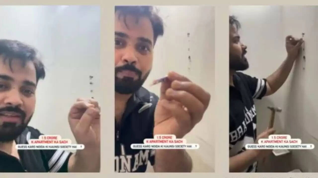नोएडा के महंगे फ्लैट में पेंसिल से दीवार में छेद, वीडियो ने मचाई हलचल