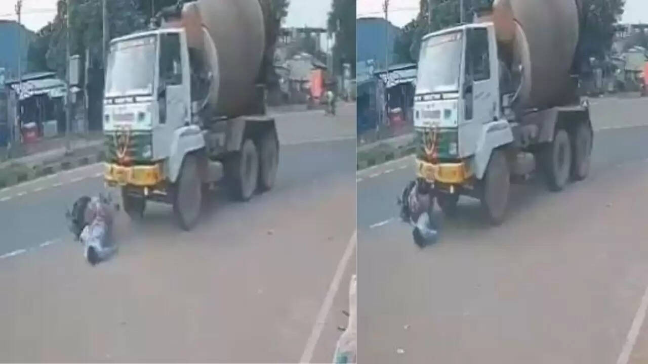 आंध्र प्रदेश में युवक की जान बची, ट्रक के नीचे आने के बाद भी सुरक्षित