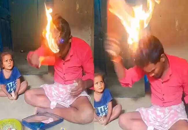 सोशल मीडिया पर वायरल हुआ आग से हेयरकट का अनोखा वीडियो