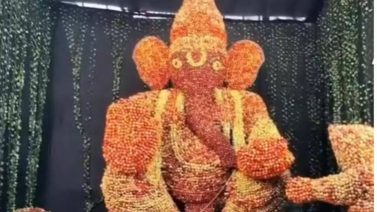 संबलपुर में सेबों से बनी गणेश प्रतिमा का अनोखा उत्सव