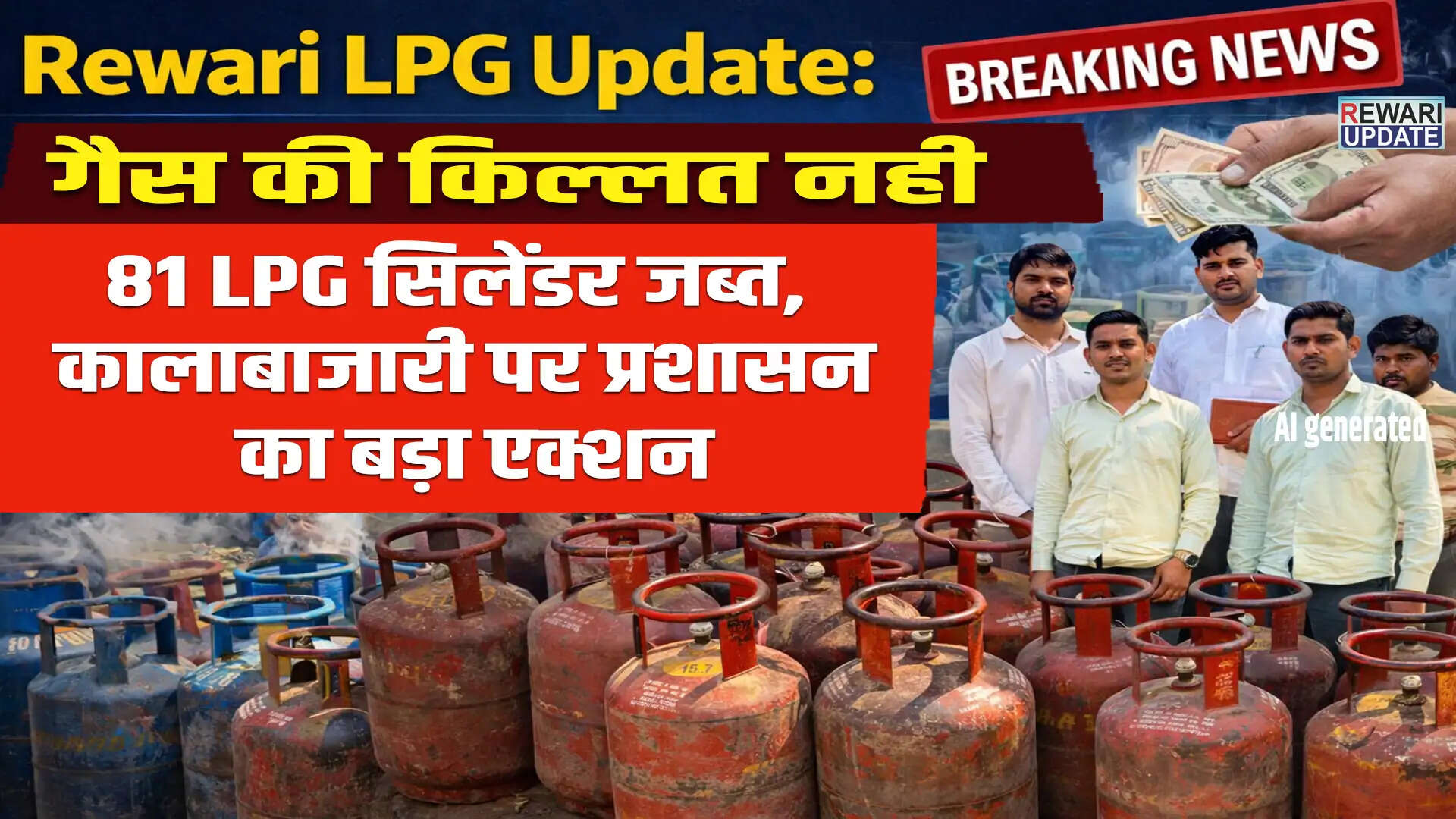 Rewari में LPG गैस आपूर्ति की स्थिति नियंत्रण में, 81 सिलेंडर जब्त