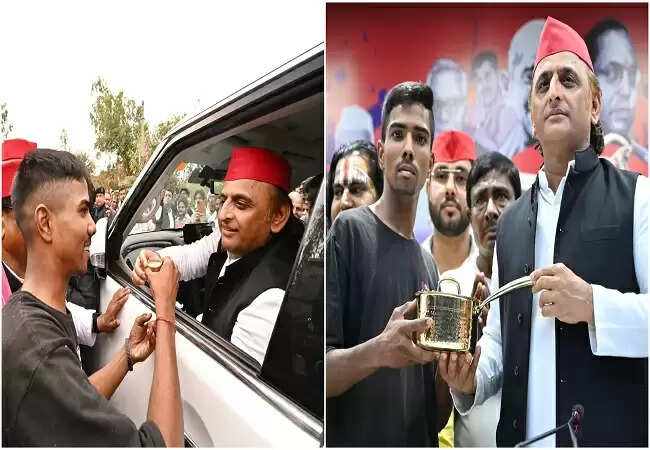 अखिलेश यादव ने चायवाले को दिए पीतल के बर्तन, सरकार पर साधा निशाना