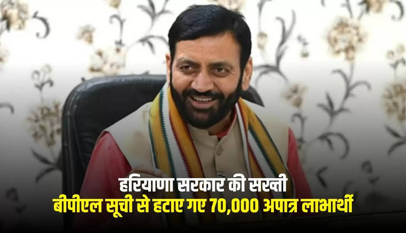 हरियाणा सरकार की नई पहल: 70,000 अपात्र लाभार्थियों को बीपीएल सूची से हटाया गया