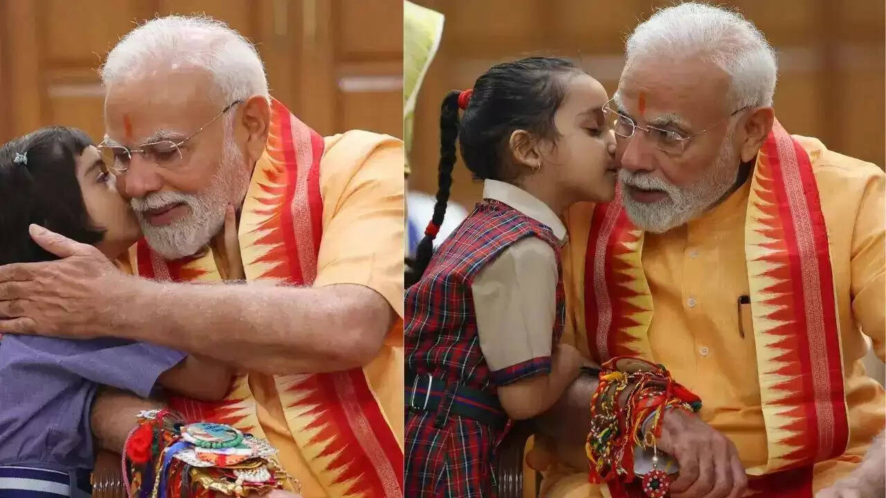 प्रधानमंत्री मोदी ने रक्षाबंधन पर बच्चों के साथ मनाया त्योहार