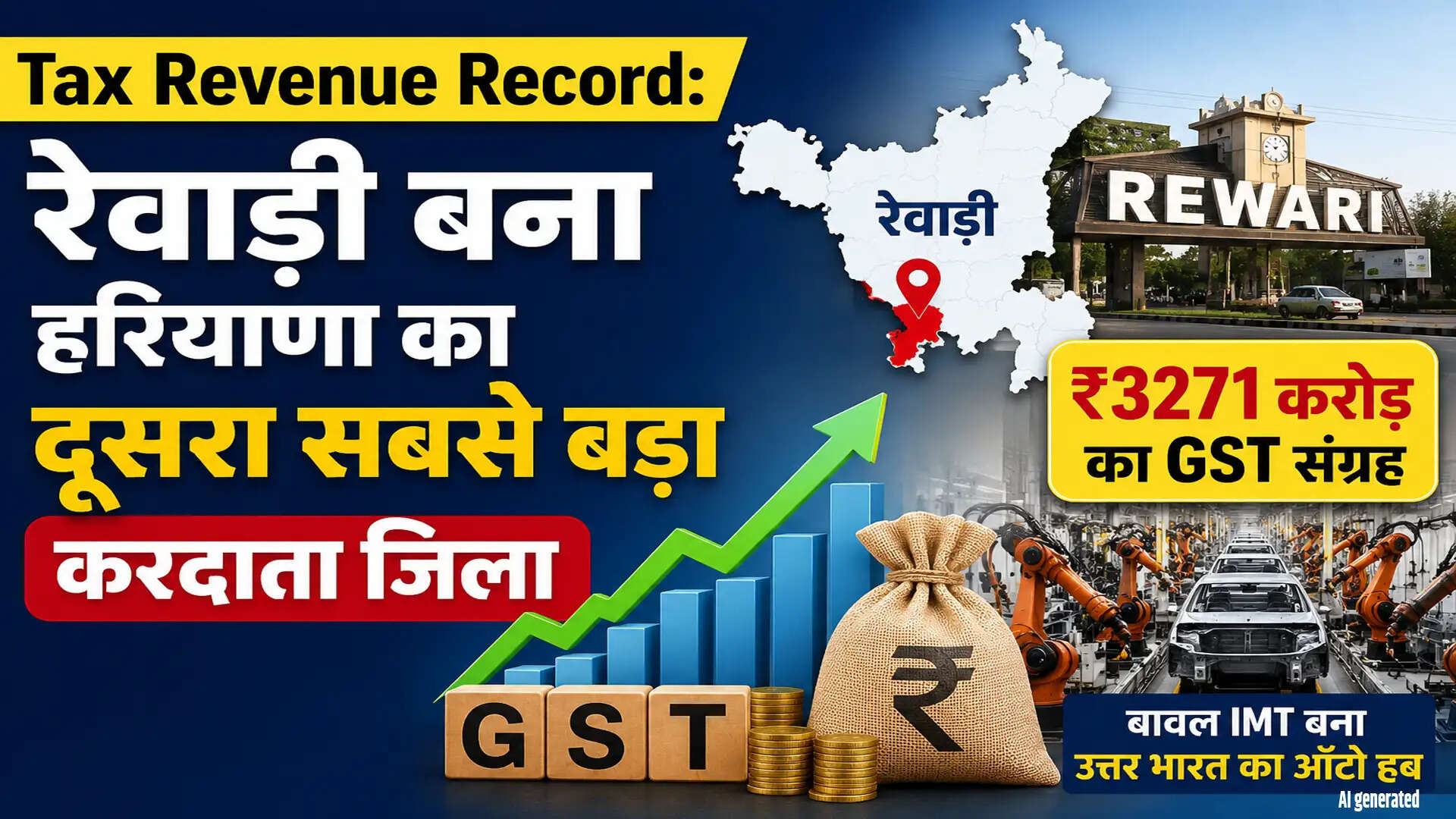 रेवाड़ी ने जीएसटी संग्रह में नया रिकॉर्ड बनाया, हरियाणा का दूसरा सबसे बड़ा करदाता जिला