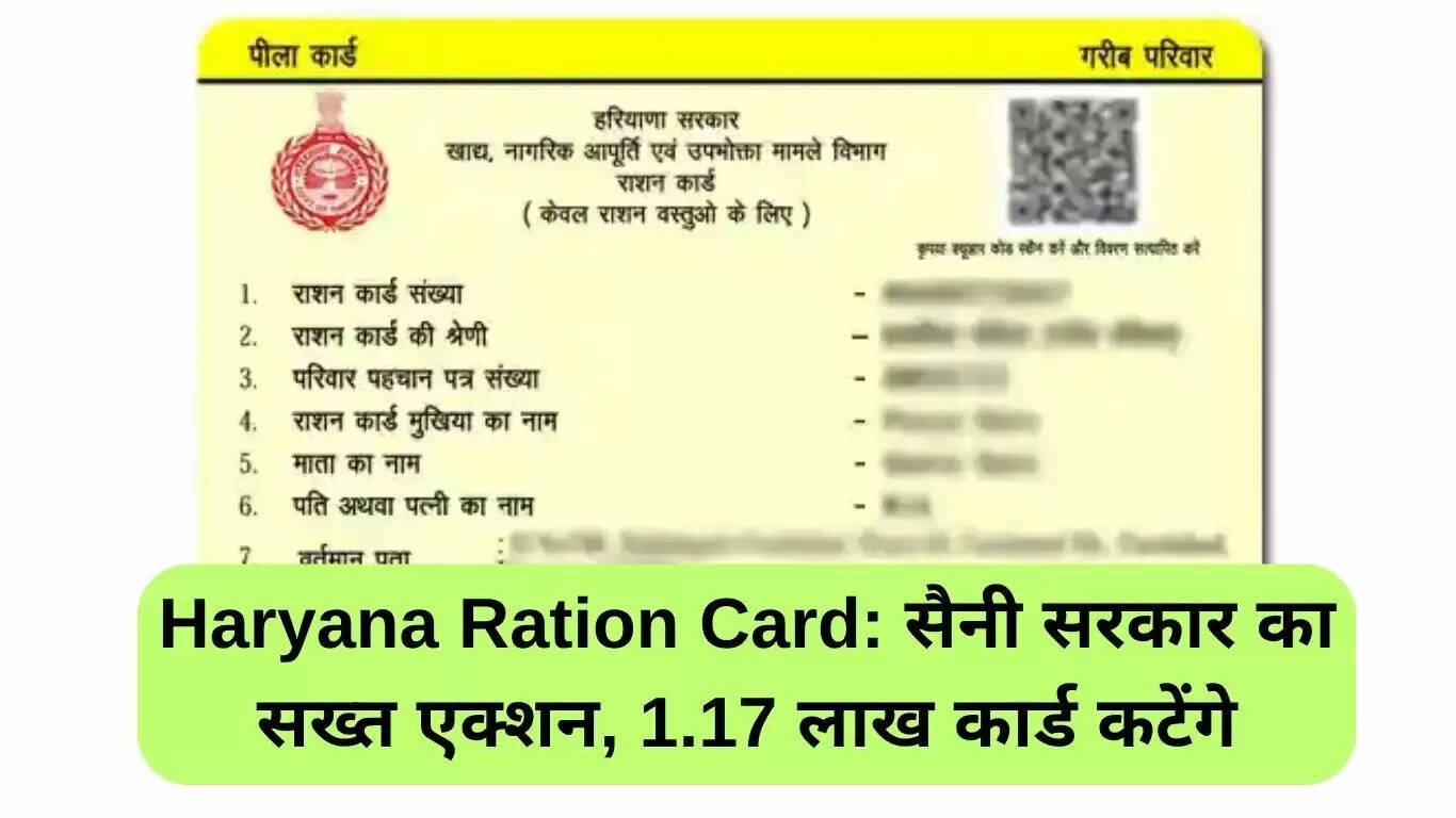 हरियाणा राशन कार्ड: सैनी सरकार का सख्त कदम, 1.17 लाख कार्ड होंगे रद्द