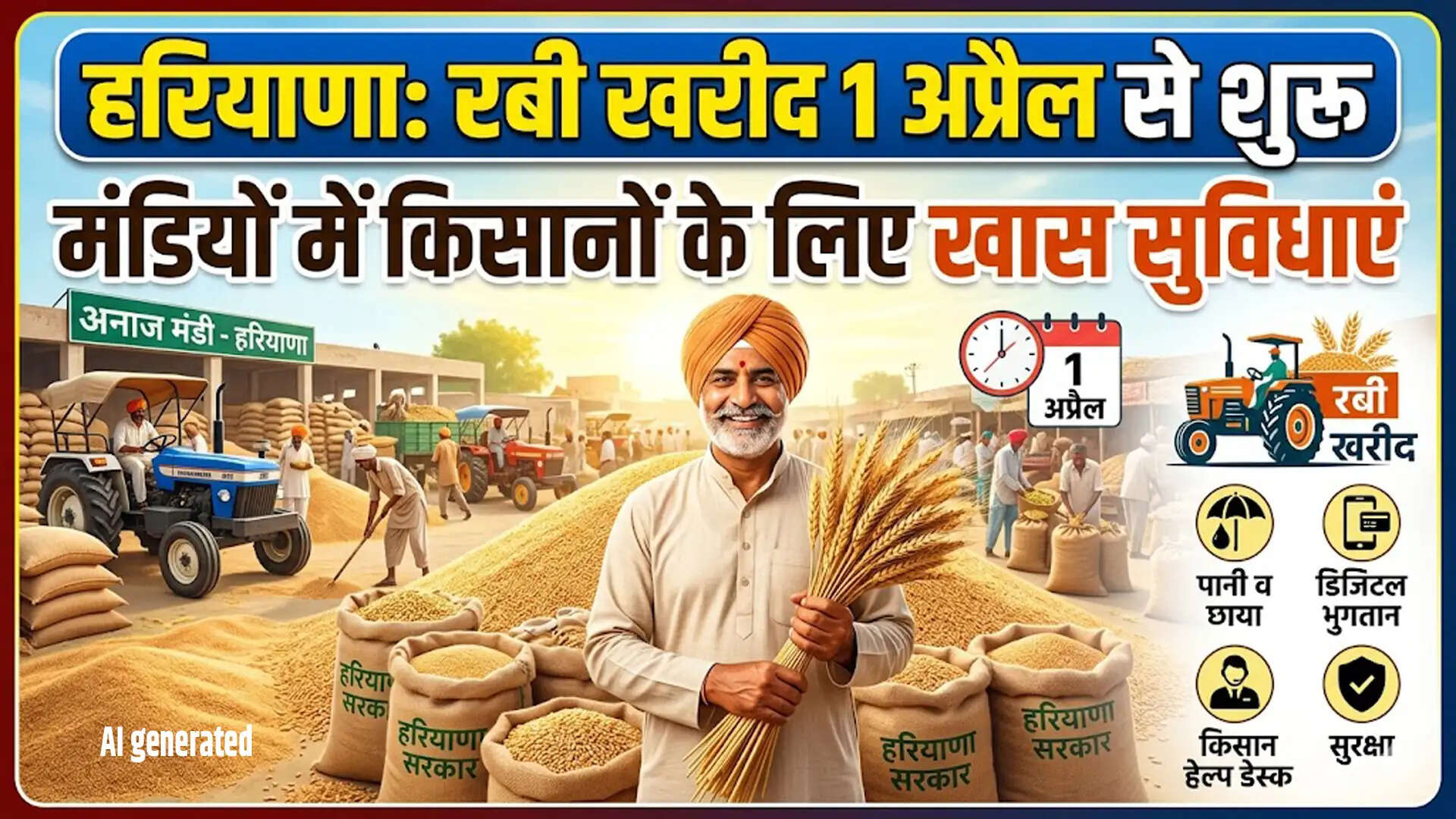 हरियाणा में रबी खरीद की तैयारी पूरी, 1 अप्रैल से शुरू होगी प्रक्रिया