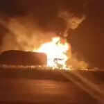 रेवाड़ी में हाईवे पर ट्रक में आग लगने की घटना