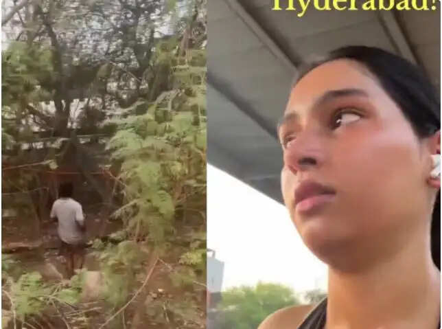 हैदराबाद में सार्वजनिक स्थान पर महिला के सामने युवक की अश्लील हरकत