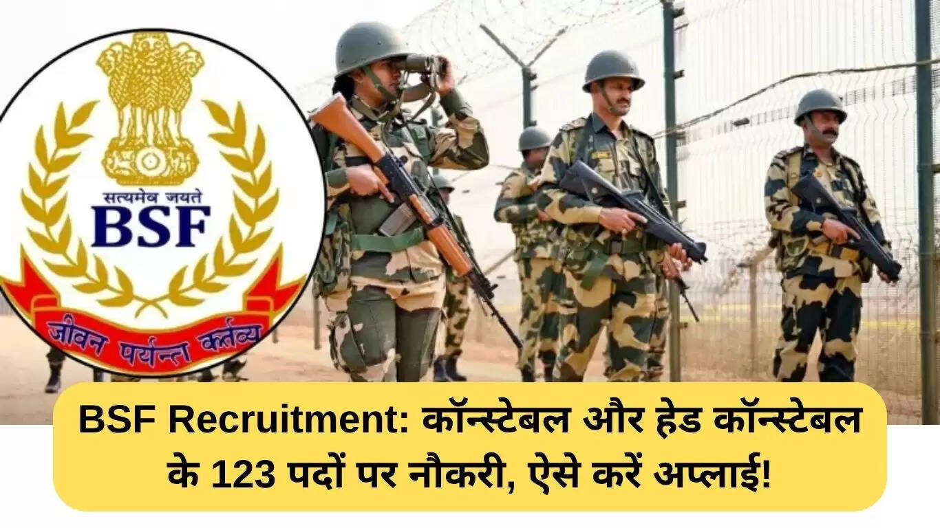 बीएसएफ में कॉन्स्टेबल और हेड कॉन्स्टेबल के लिए 123 पदों पर भर्ती, जानें आवेदन प्रक्रिया