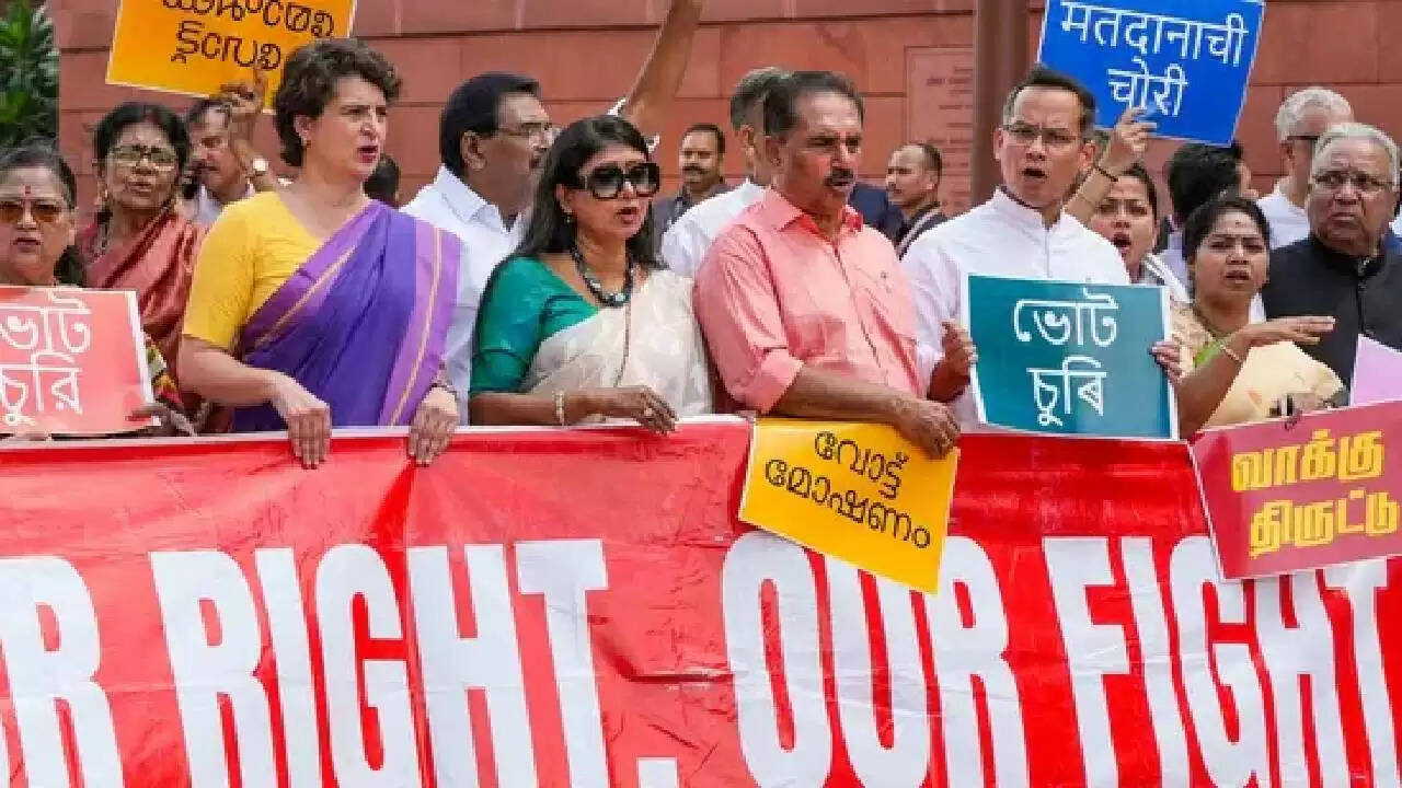 दिल्ली में वोट चोरी के खिलाफ विपक्ष का बड़ा प्रदर्शन, राहुल-प्रियंका हिरासत में