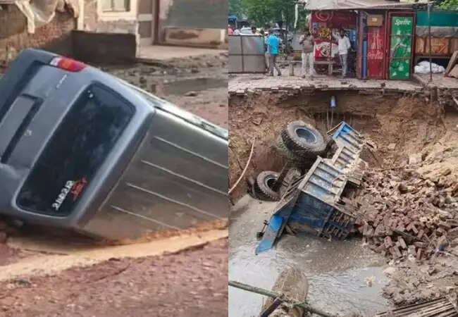 आगरा में सीएम ग्रिड योजना की पहली बारिश में खुली पोल, सड़कों का हुआ बुरा हाल