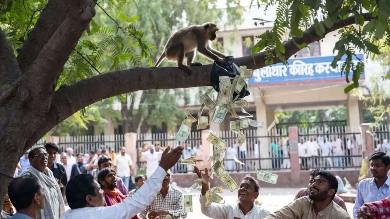 बुलंदशहर में बंदर ने दो लाख रुपये का बैग छीनकर मचाई अफरा-तफरी