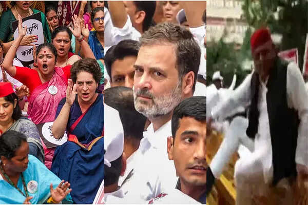 बिहार में वोट चोरी के खिलाफ विपक्ष का प्रदर्शन, राहुल और प्रियंका हिरासत में