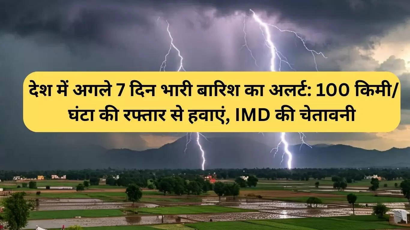 भारत में अगले 7 दिनों के लिए भारी बारिश का अलर्ट, तेज हवाओं की चेतावनी