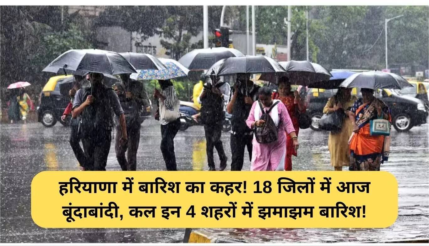 हरियाणा में बारिश का कहर: 18 जिलों में हल्की बारिश, 4 शहरों में भारी बारिश का अलर्ट