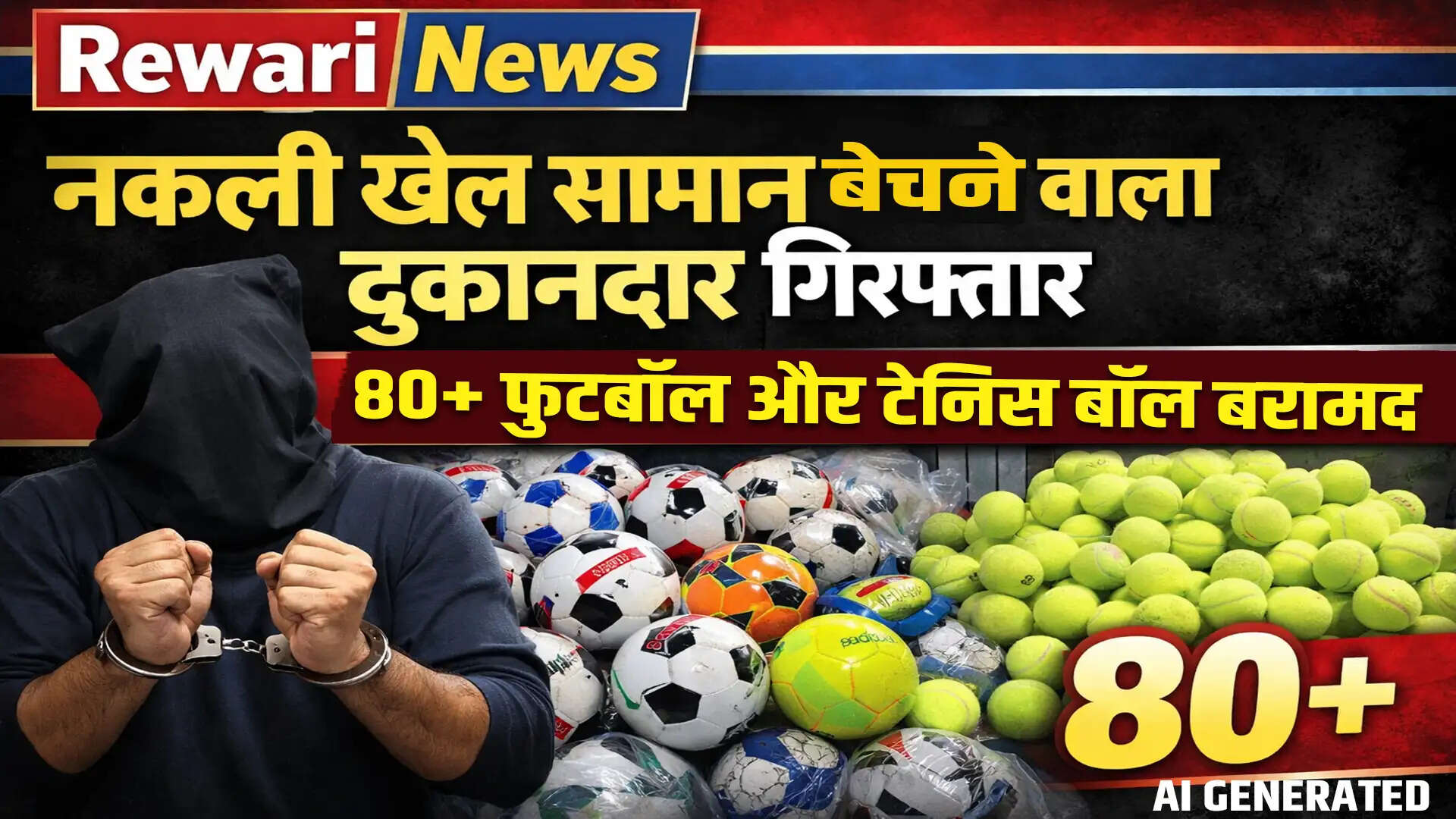 रेवाड़ी में नकली खेल सामान बेचने वाले दुकानदार की गिरफ्तारी