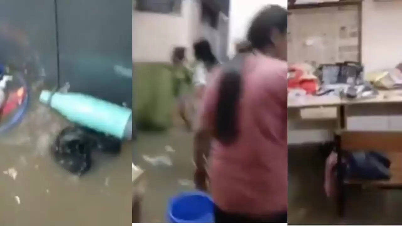 गाज़ियाबाद के कॉलेज हॉस्टल में बारिश का पानी भरने से छात्राओं को हुई परेशानी