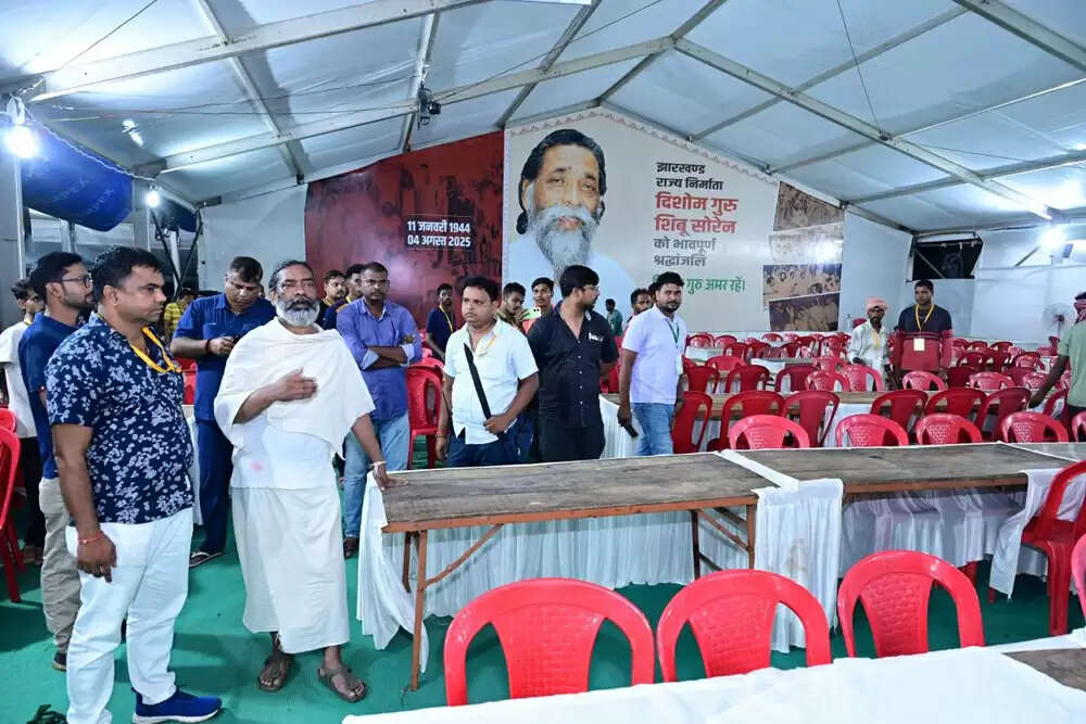 दिशोम गुरु शिबू सोरेन के श्राद्ध कर्म की तैयारी में सुरक्षा और व्यवस्थाएं
