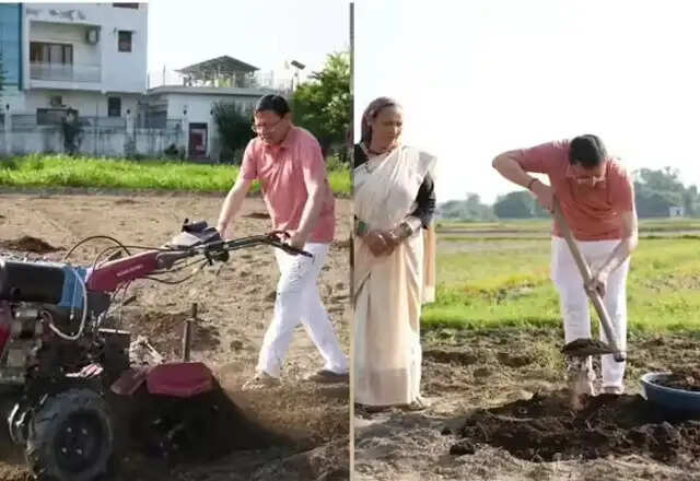 मुख्यमंत्री धामी ने खेत में टिलर चलाकर जैविक खेती को बढ़ावा दिया