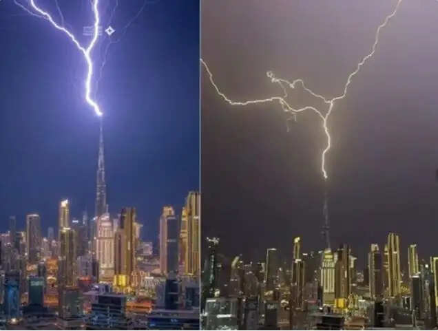 बुर्ज खलीफा पर बिजली गिरने का वायरल वीडियो, दुबई में मौसम का बदलाव