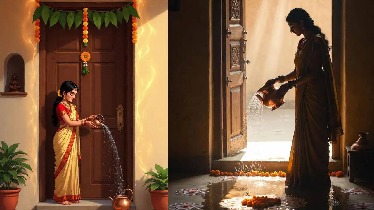 मुख्य द्वार पर जल छिड़कने के लाभ और सही समय