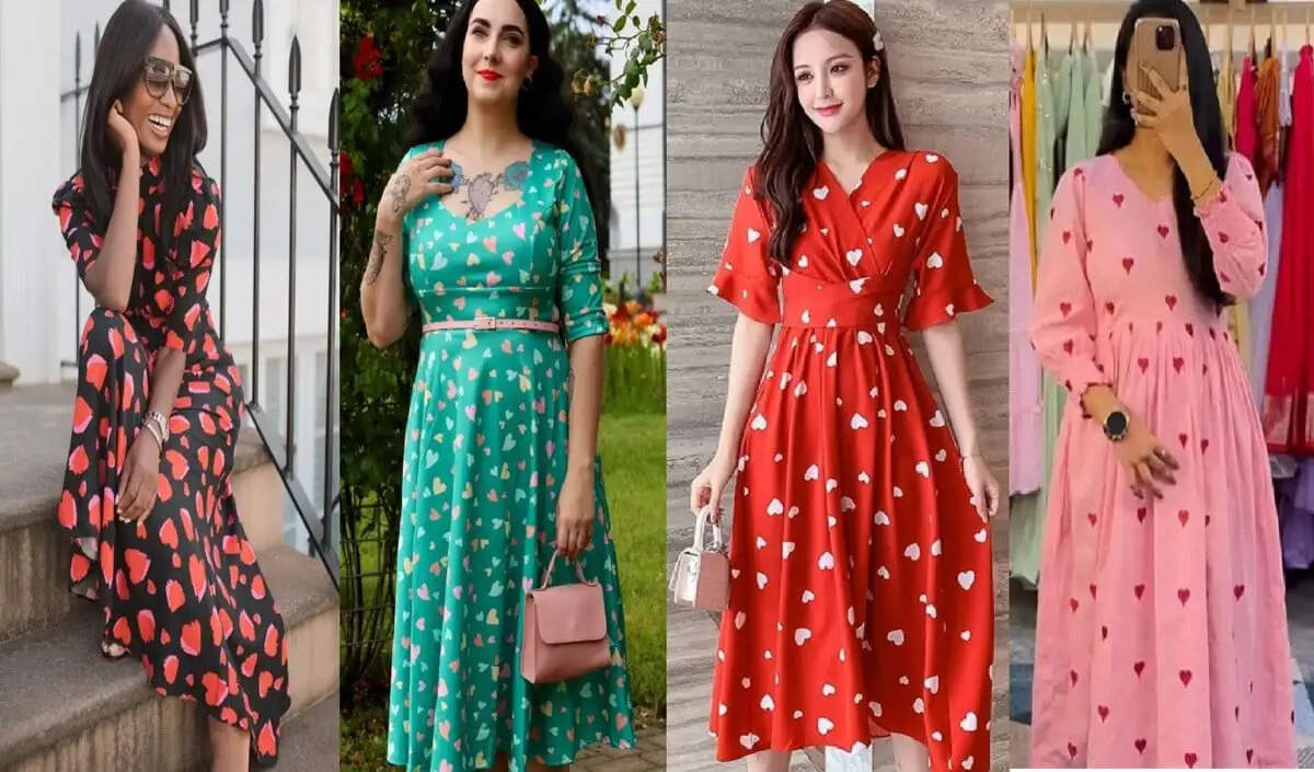 डेट नाइट के लिए ट्रेंडी हार्ट प्रिंट ड्रेस के विकल्प