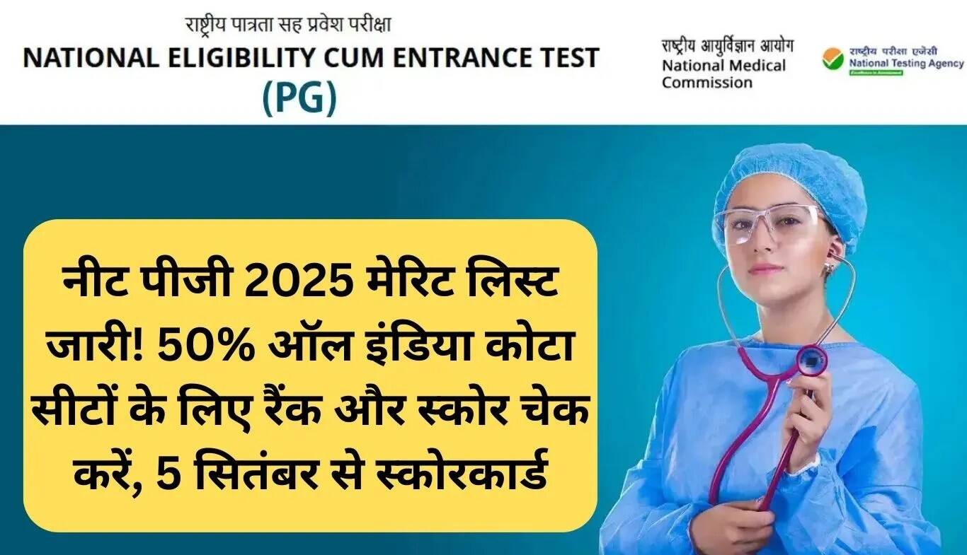 NEET PG 2025 मेरिट लिस्ट जारी: जानें रैंक और स्कोर कैसे चेक करें