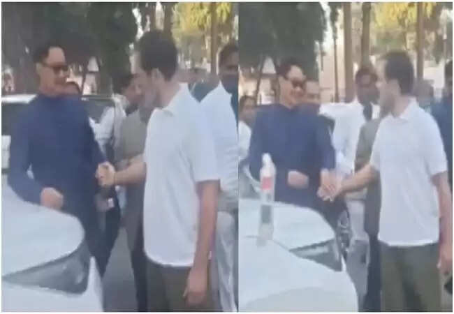 राहुल गांधी और किरेन रिजिजू की अनोखी मुलाकात, आंबेडकर की पुण्यतिथि पर साझा की गई बातें