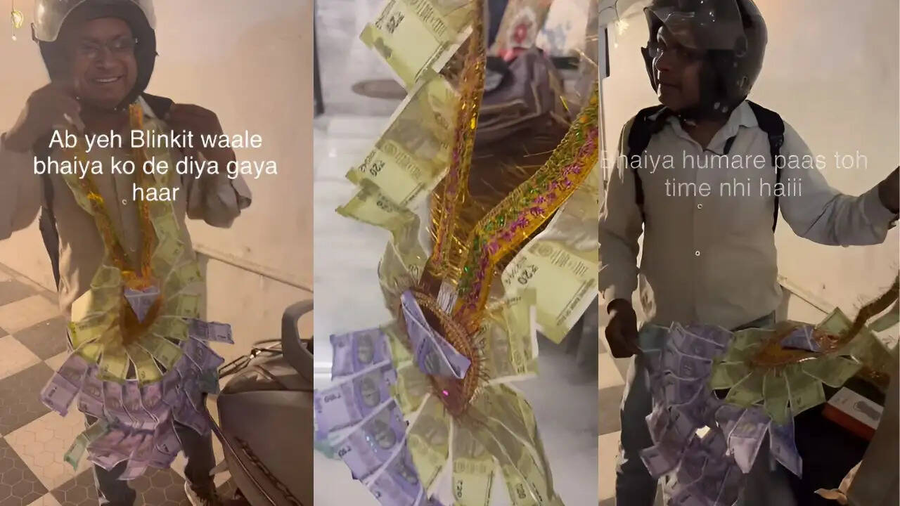 शादी में अनोखा भुगतान: डिलीवरी एजेंट को मिली नोटों की माला