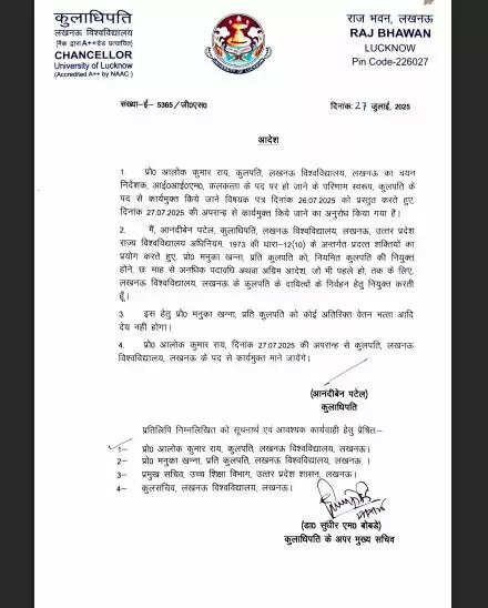 लखनऊ विश्वविद्यालय में प्रोफेसर मनुका खन्ना की कार्यवाहक कुलपति के रूप में नियुक्ति