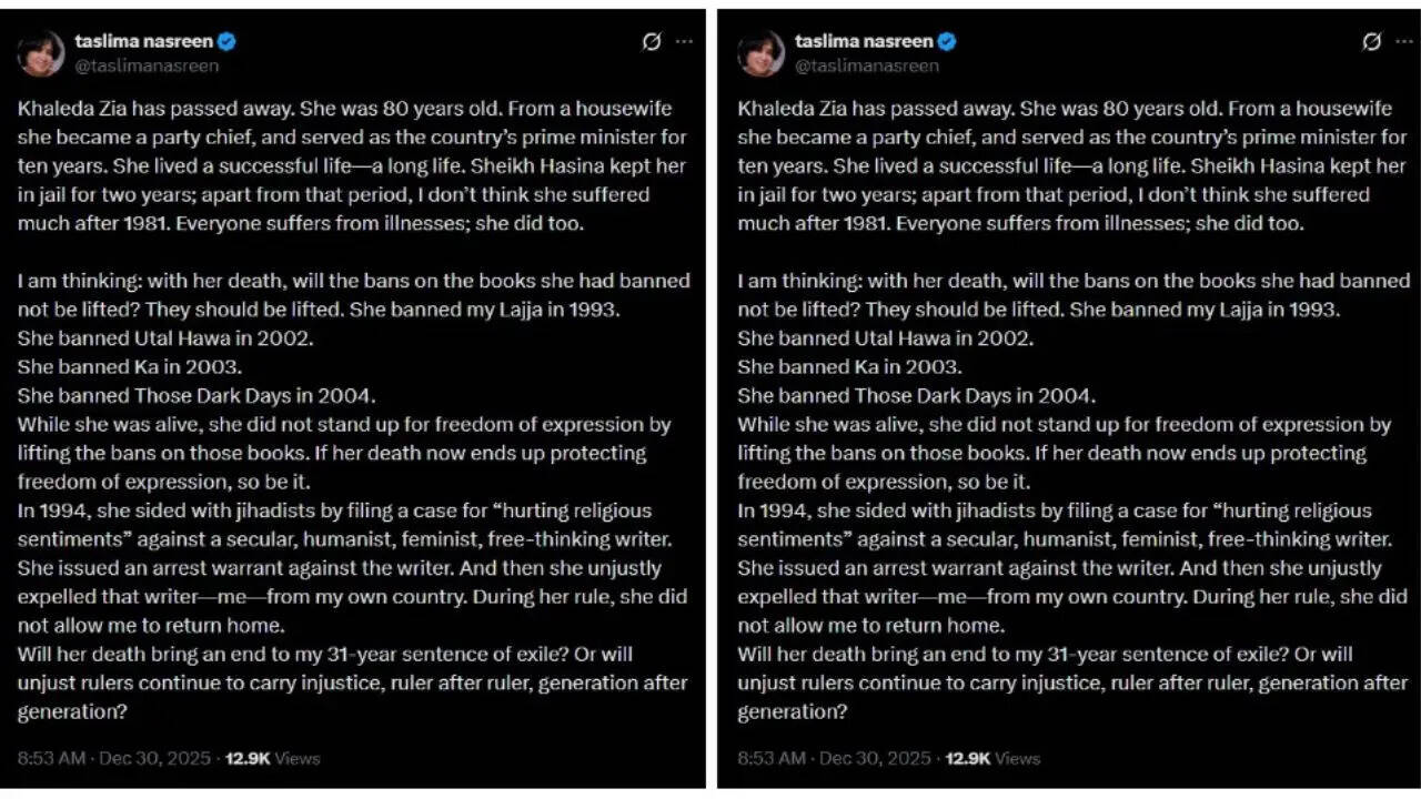तसलीमा नसरीन का खालिदा जिया पर बयान: क्या खत्म होगा 31 साल का वनवास?