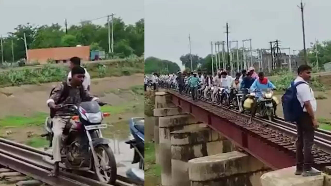श्योपुर में रेलवे ट्रैक पर बाइकों की रैली ने मचाई हलचल