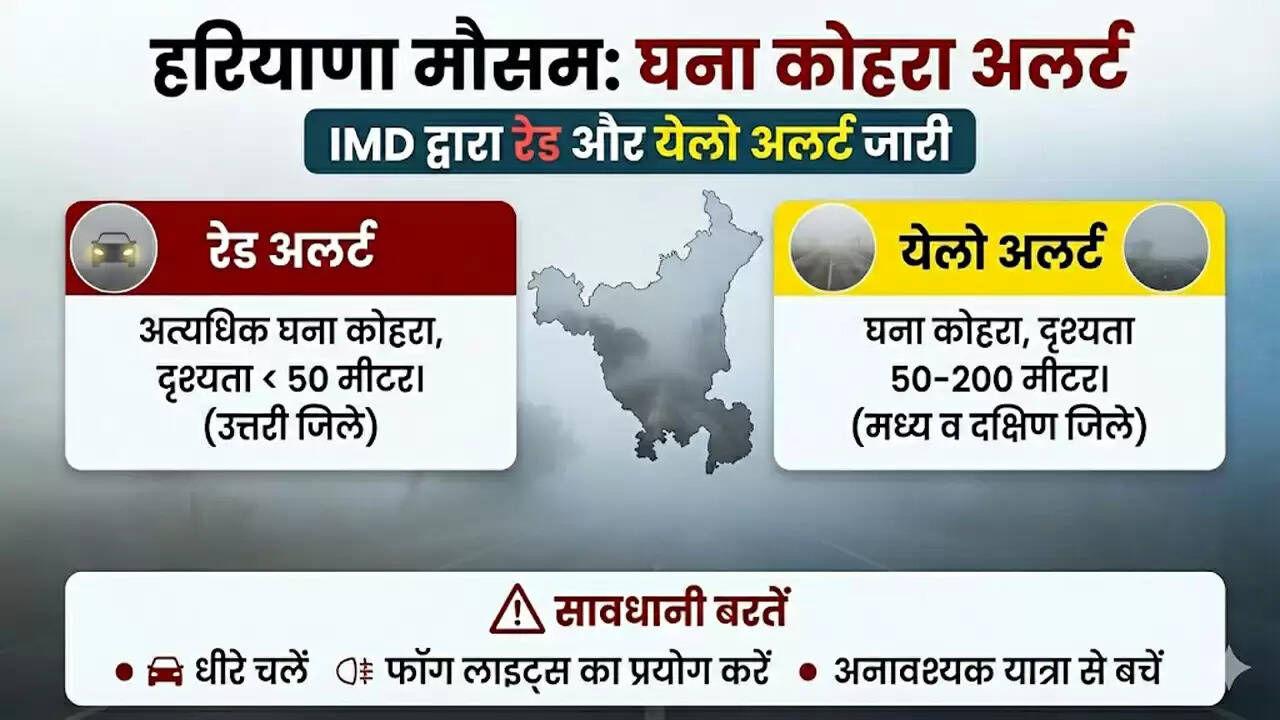हरियाणा में मौसम का मिजाज: ठंड और कोहरे के लिए रेड अलर्ट जारी