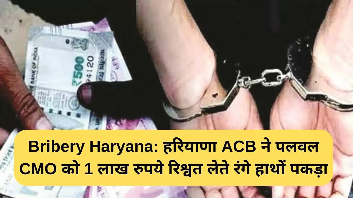 हरियाणा में रिश्वतखोरी का भंडाफोड़: पलवल के CMO को 1 लाख रुपये की रिश्वत लेते पकड़ा गया