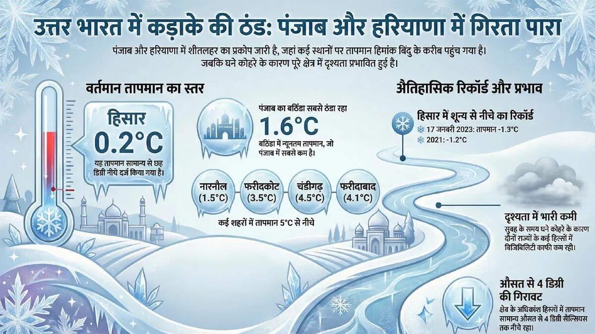 हरियाणा और पंजाब में कड़ाके की ठंड का कहर