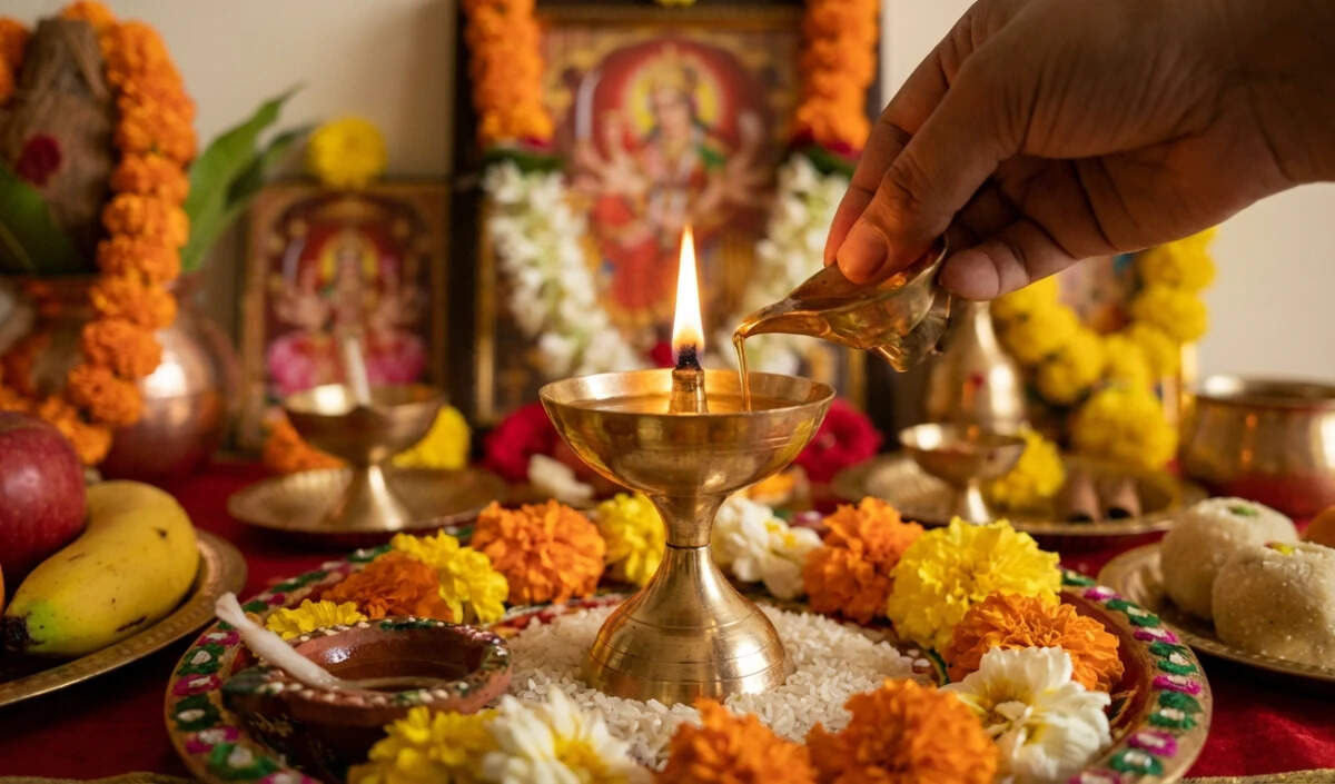 नवरात्रि में अखंड ज्योति जलाने के सही दिशा और लाभ