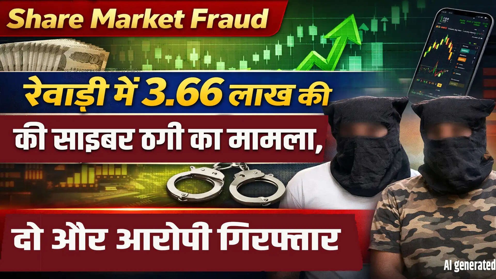 रेवाड़ी में शेयर मार्केट धोखाधड़ी: 3.66 लाख रुपये की ठगी में दो और गिरफ्तार