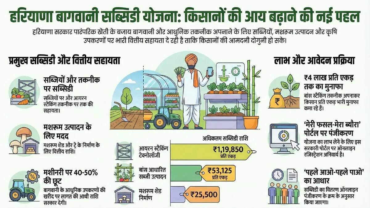 हरियाणा सरकार की नई सब्सिडी योजना: सब्जियों और मशरूम की खेती को मिलेगा वित्तीय समर्थन