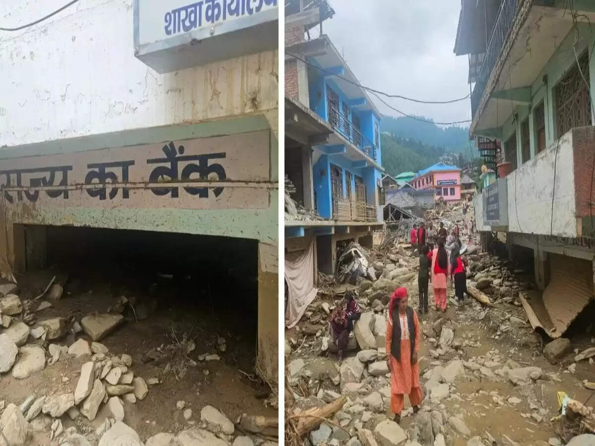 हिमाचल प्रदेश में बाढ़ से बैंक शाखा को भारी नुकसान