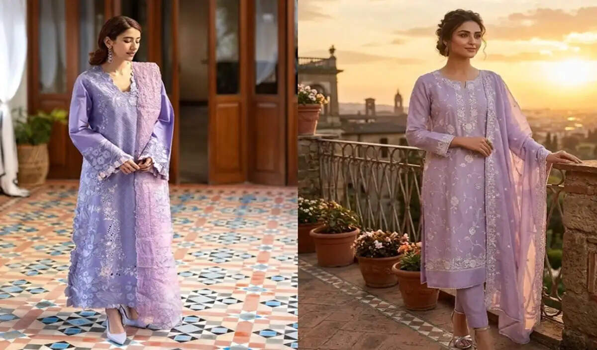 लेटेस्ट लैवेंडर कलर ऑफिस वियर सूट डिज़ाइन
