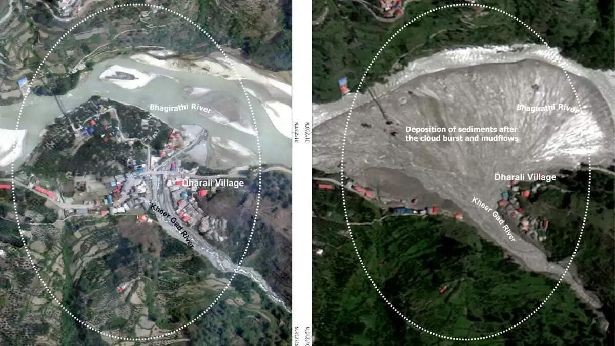 उत्तरकाशी में बाढ़ से धराली गांव की तबाही: ISRO की तस्वीरें बयां करती हैं दर्दनाक सचाई