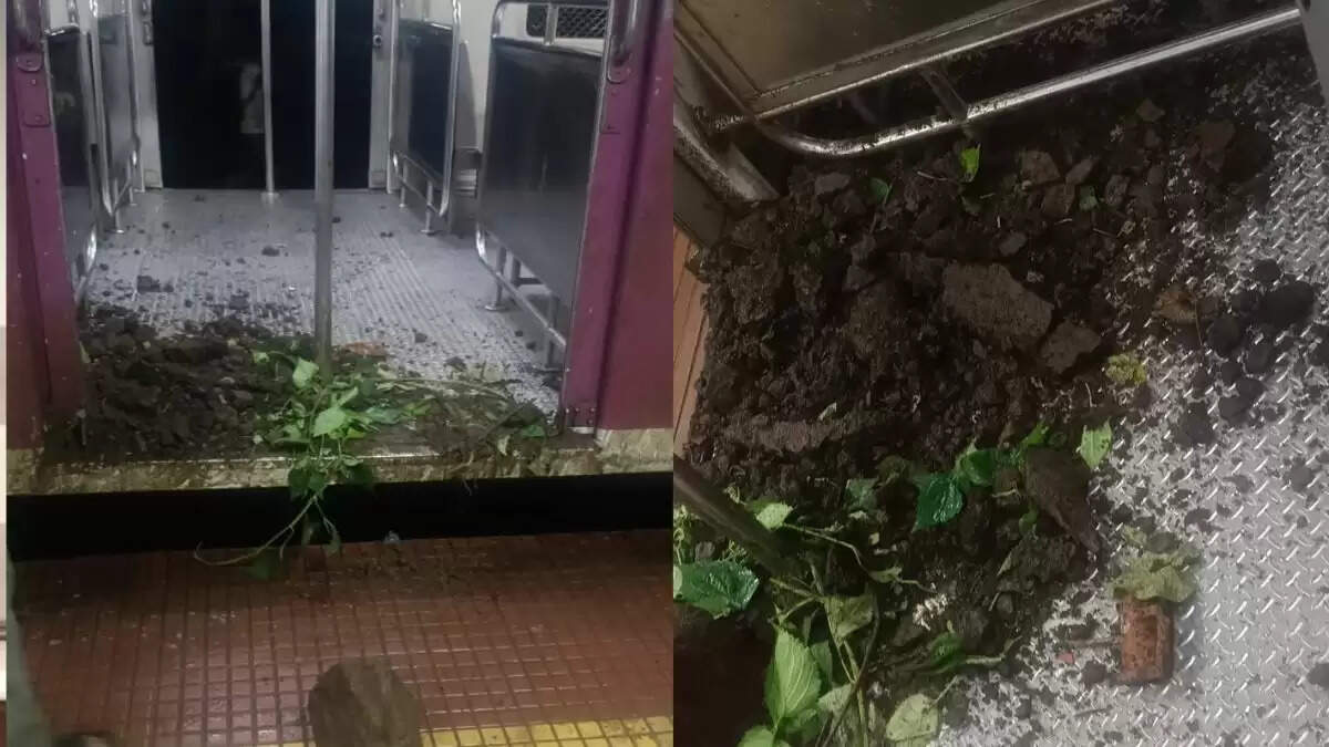 मुंबई में भारी बारिश से लोकल ट्रेन पर भूस्खलन, यात्री घायल
