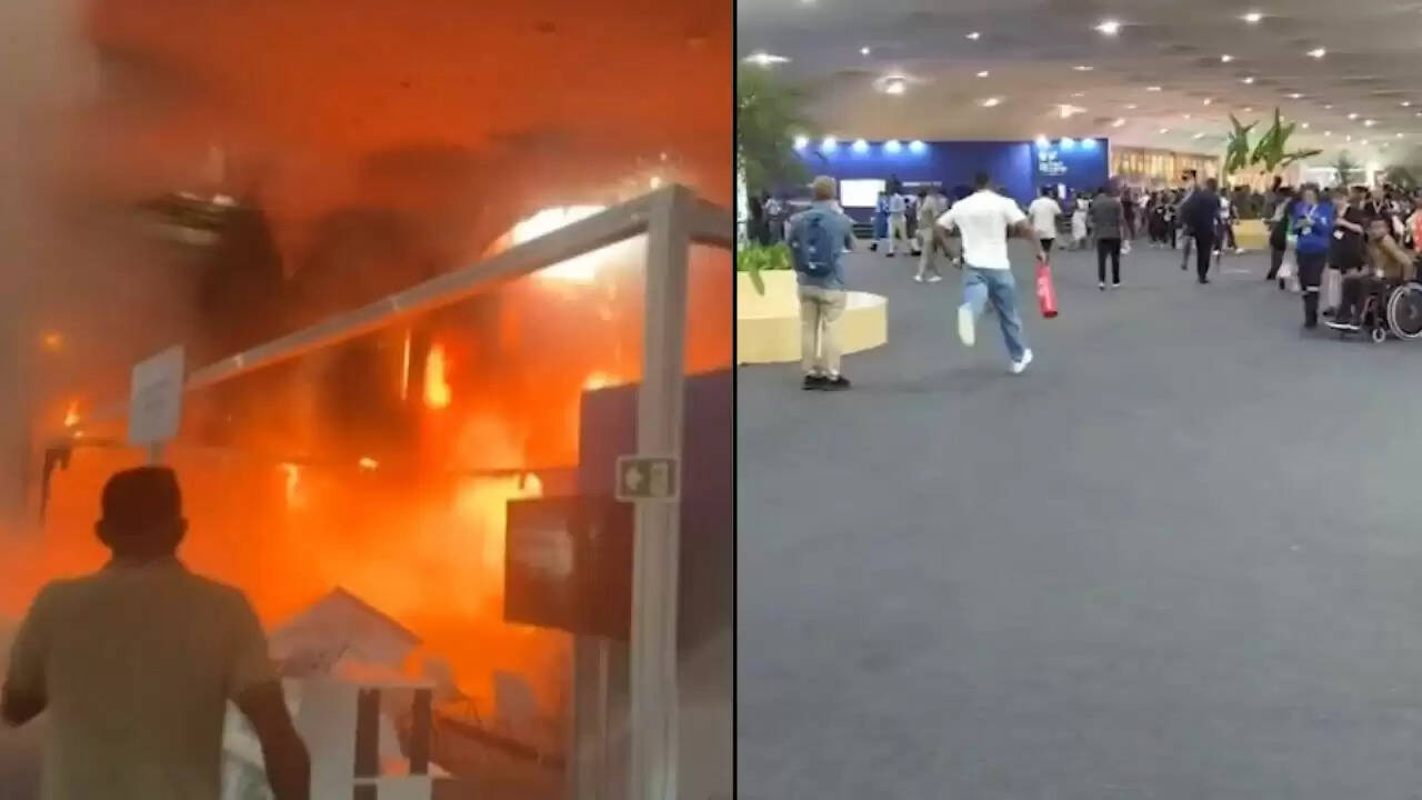 ब्राजील में COP30 जलवायु सम्मेलन के दौरान आग से बातचीत में बाधा