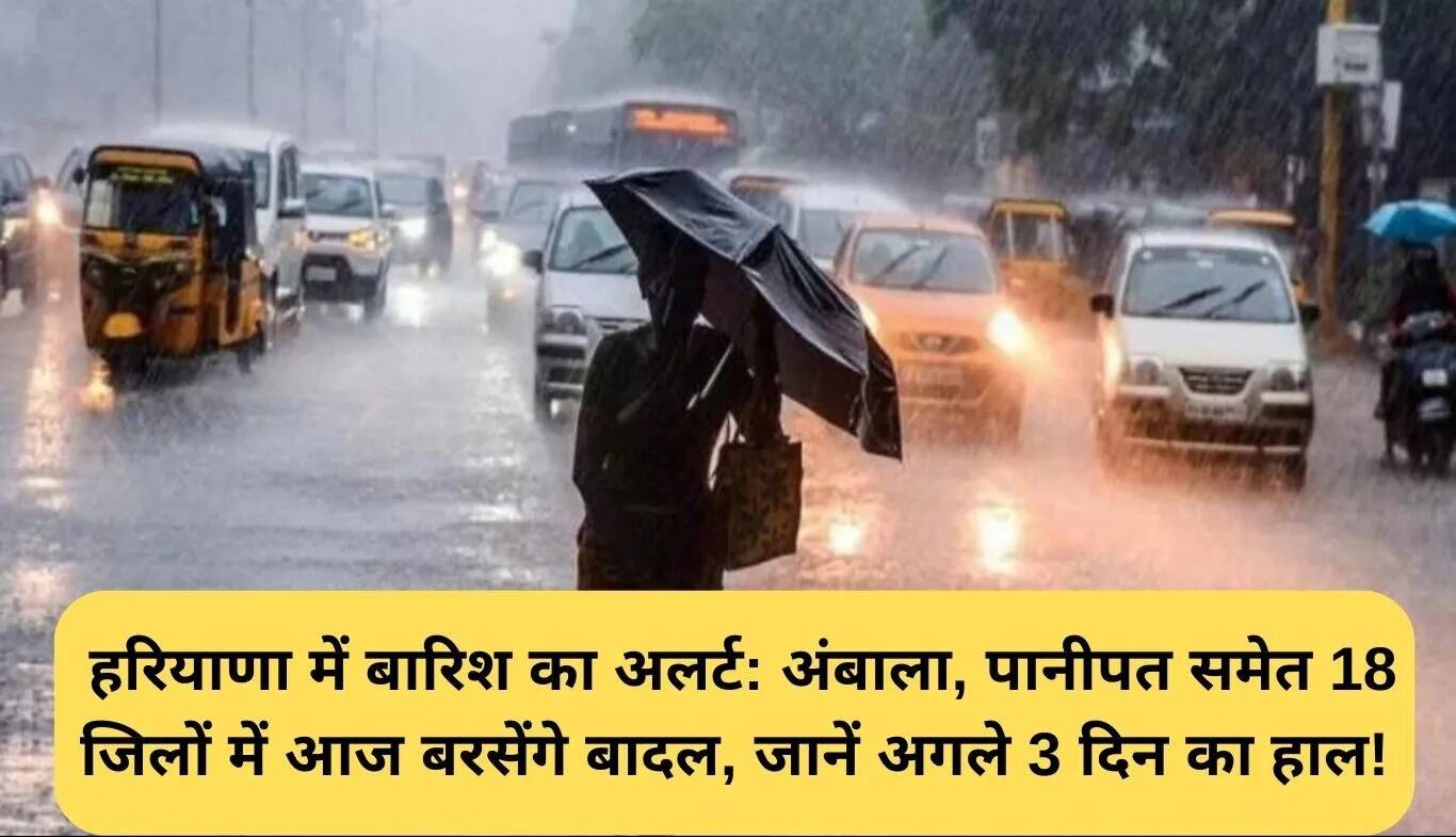 हरियाणा में बारिश का अलर्ट: 18 जिलों में आज बारिश की संभावना