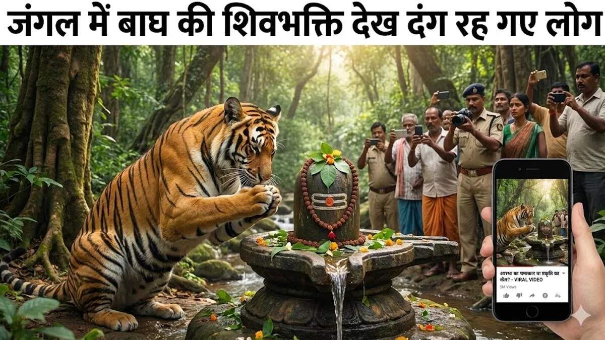 कटनी में बाघ का शिवलिंग के पास बैठना बना चर्चा का विषय