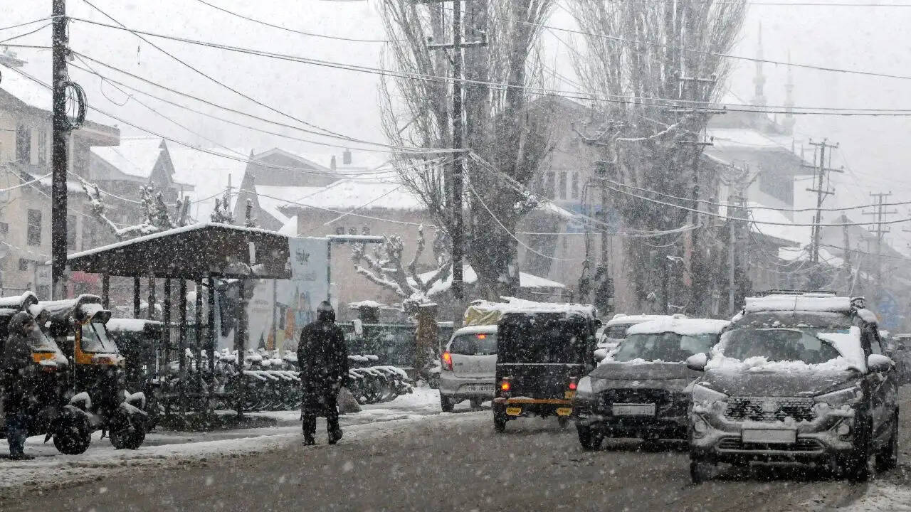 कश्मीर में बर्फबारी से पर्यटकों में खुशी की लहर