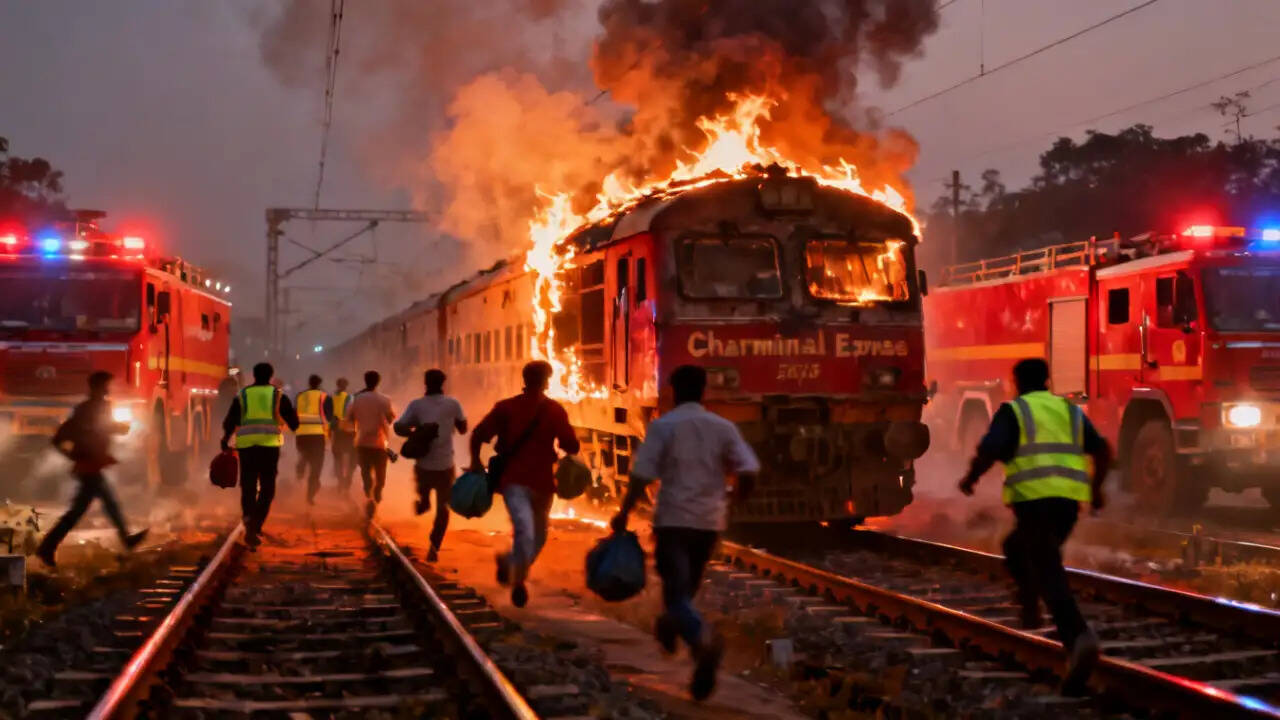 तेलंगाना में चारमीनार एक्सप्रेस में आग, यात्रियों ने बचाई जान