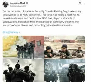 प्रधानमंत्री मोदी ने NSG स्थापना दिवस पर जवानों को दी शुभकामनाएं