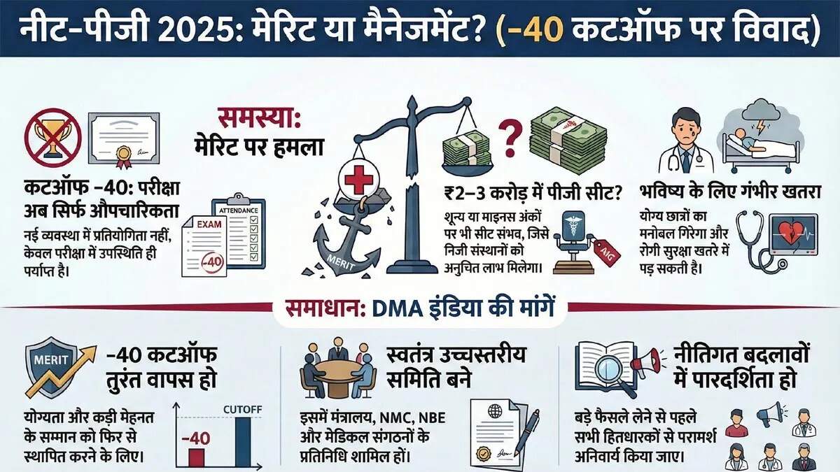 नीट पीजी 2025 की कटऑफ में माइनस 40 का विरोध, स्वास्थ्य मंत्री से हस्तक्षेप की मांग